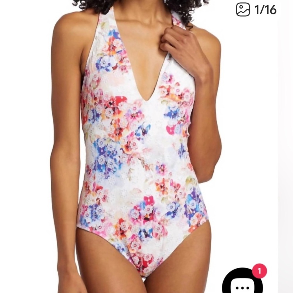 New Johnny Was - SUMMER DAYS EYELET CROSSBACK ONE PIECE size L, XL